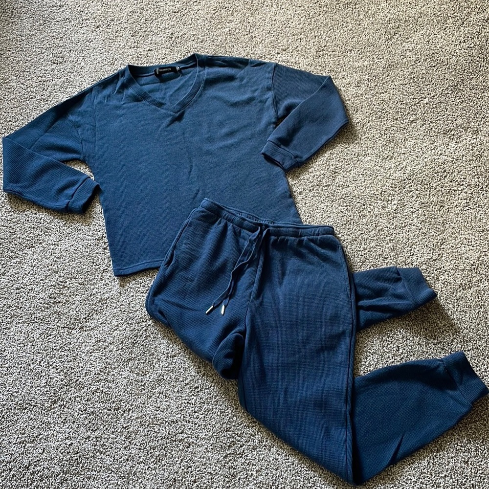 Waffle Knit Sweater Loungewear Set